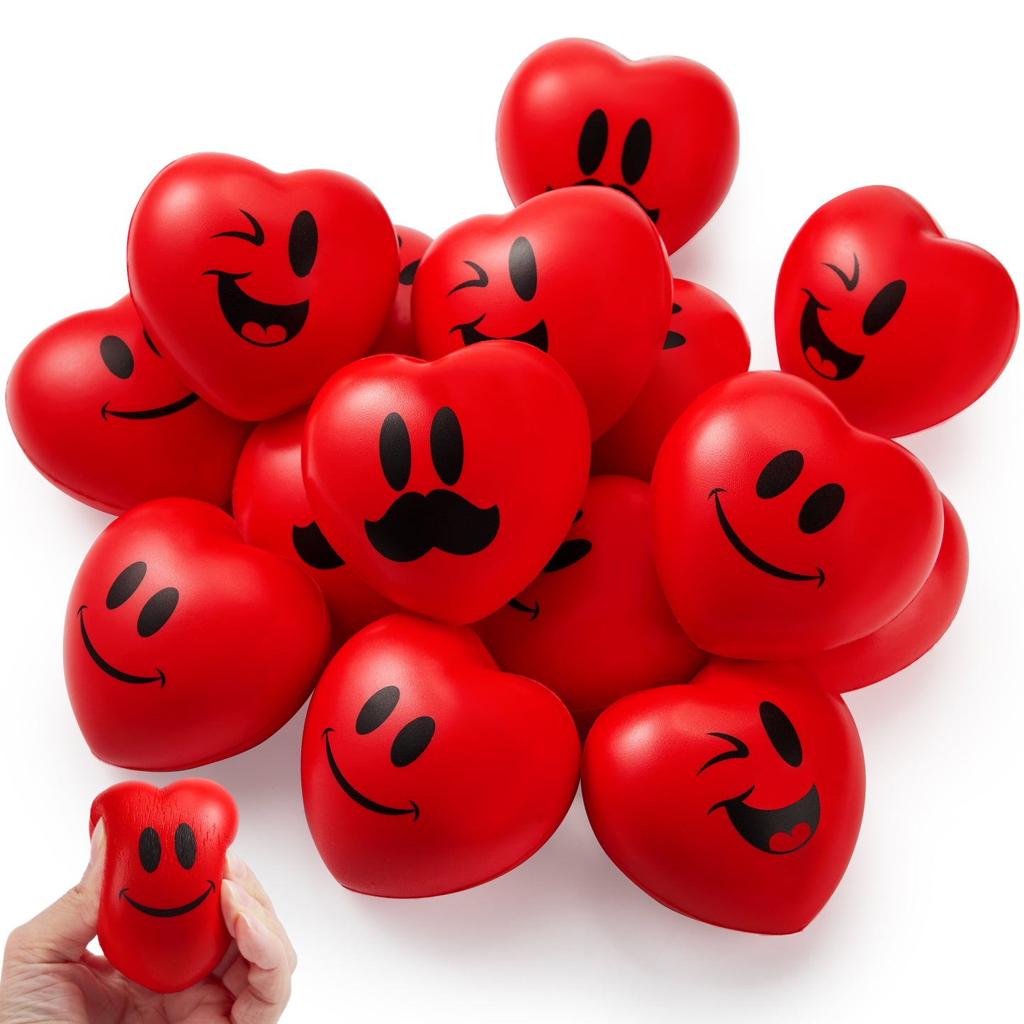 15 PCS Valentines Day Heart Shaped Stress Relief 3“ Balls for Kids Party Favors, School Classroom Exchange Prizes Gift