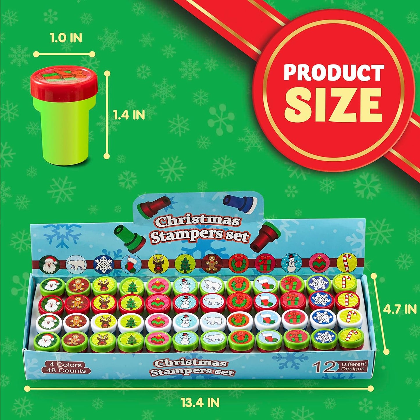 Joyfy 48 Pcs Christmas Assorted Stamps for Kids, Self-Ink Stampers (12 Different Designs, Plastic Stamps) for Christmas Party Favors, Stocking Stuffers, Kids Crafts, School Prizes and Goodies