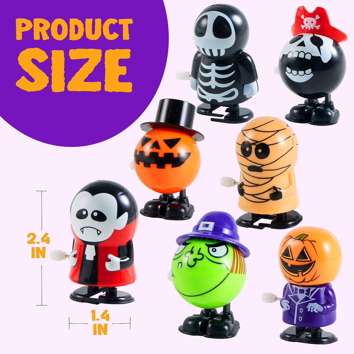 Joyfy 24 Pcs Halloween Wind Up Toys for Kids,Halloween Toys Bulk Halloween Gifts Halloween Basket Halloween Accessories,Halloween Goody Bags,Halloween Treat Bag Fillers