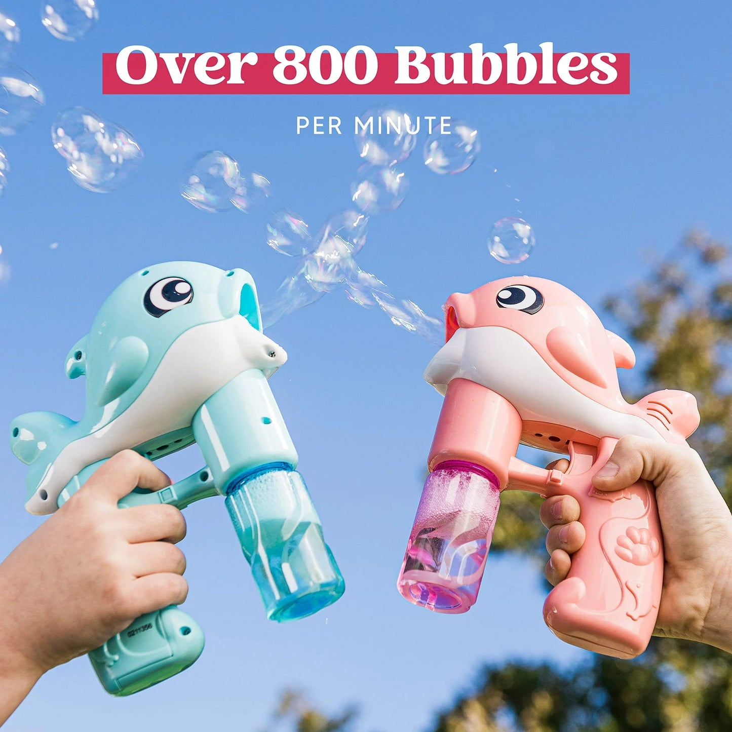 JOYIN 2 Bubble Guns Kit, Whale Automatic Bubble Maker Blower Machine with 4 Bubble Solutions for Kids, Bubble Blaster, Summer Toy, Birthday, Outdoor & Indoor Activity