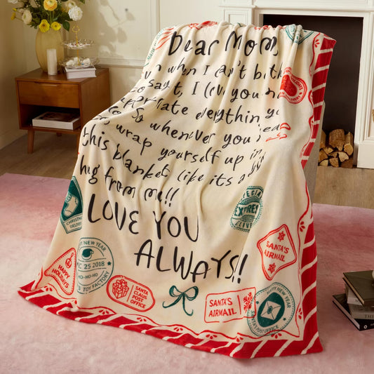 Red Throw Blankets Birthday Gift for Mom from Daughter Son, Dear Mom Blanket for Mother's Day,Super Soft Flannel Throw Blankets Bed Couch-Twin