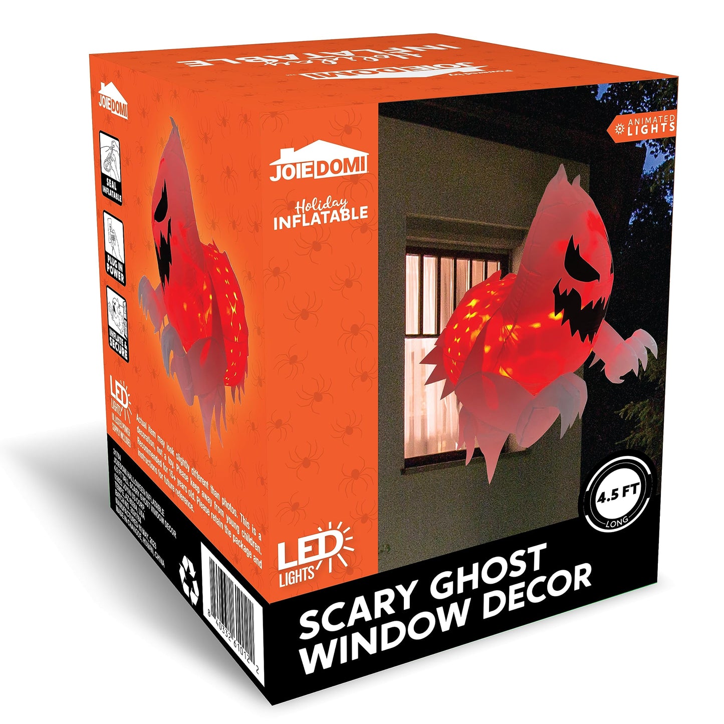 Syncfun 4.5 FT Halloween Inflatable Ghost Broke Out from Window with Built-in Rotating Red LED Blow Up Inflatable for Window Decoration Yard Garden Lawn Decor