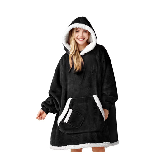 Wearable Blanket Hoodie for adult – Cozy Flannel Fleece Hooded Blanket Sweatshirt with Sleeves and Pocket, Long Oversized Wearable Throw for Adults