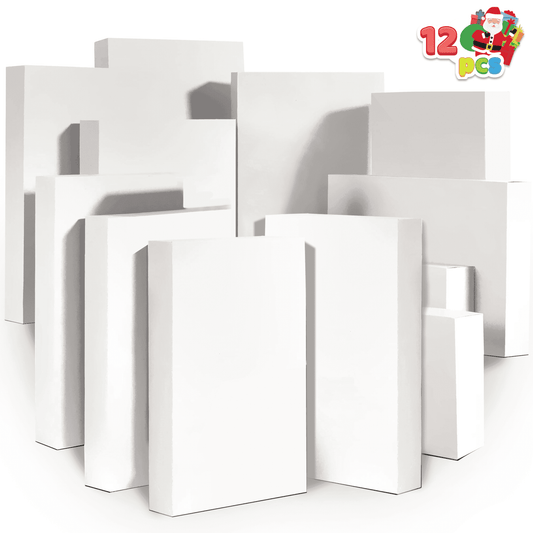 Joyfy 12 Pcs White Gift Boxes with Lids for Sweaters, Robes for Christmas, Holiday, Xmas, Father's Day, Birthdays Gift Wrapping, School Classrooms Party Favors Supplies