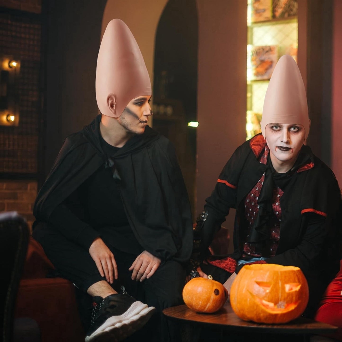 Joyfy Halloween Cone Bald Head, Latex Bald Wig Cap for Men Woman Adult, Party Dress Up