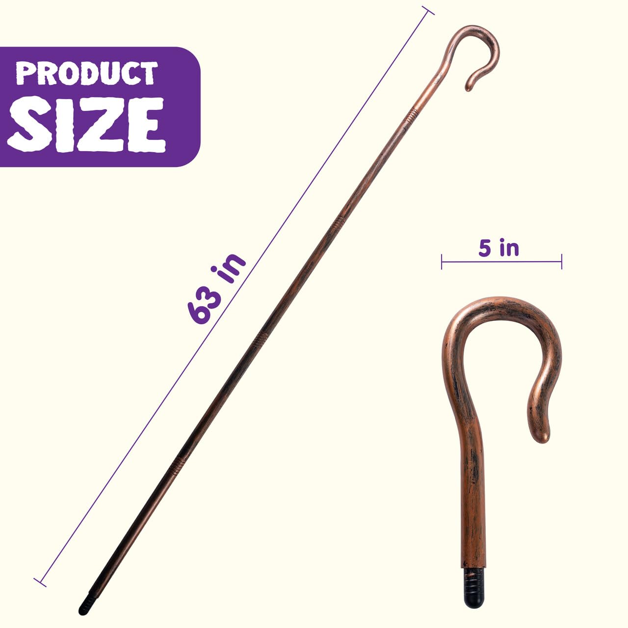 Joyfy 63 Inch Halloween Shepherd's Crooked Staff,Shepherd Crook Prop Cane for Cosplay and Dress Up Photo Prop Accessory Decorations Halloween Costume