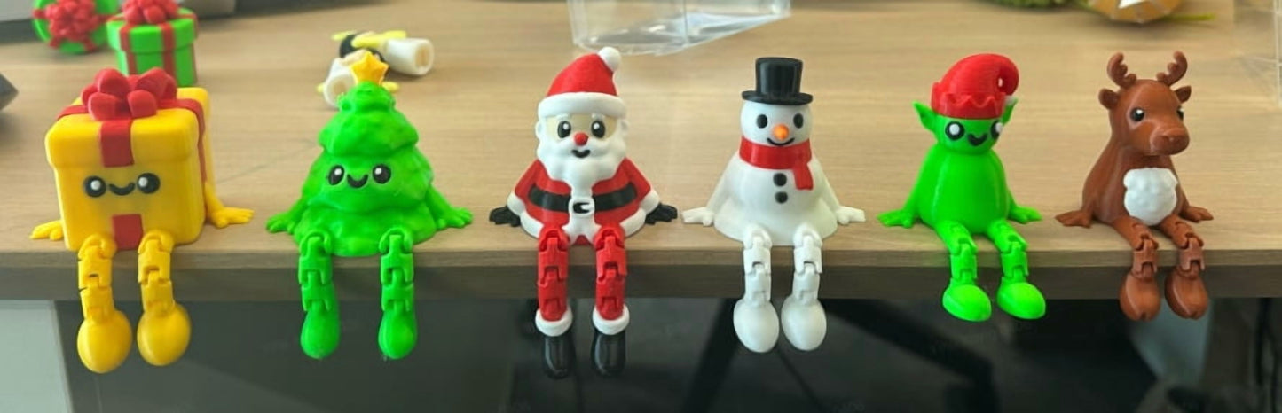 Joyfy Christmas Long-Leg Character 3D Printed Toys, 6 Pcs
