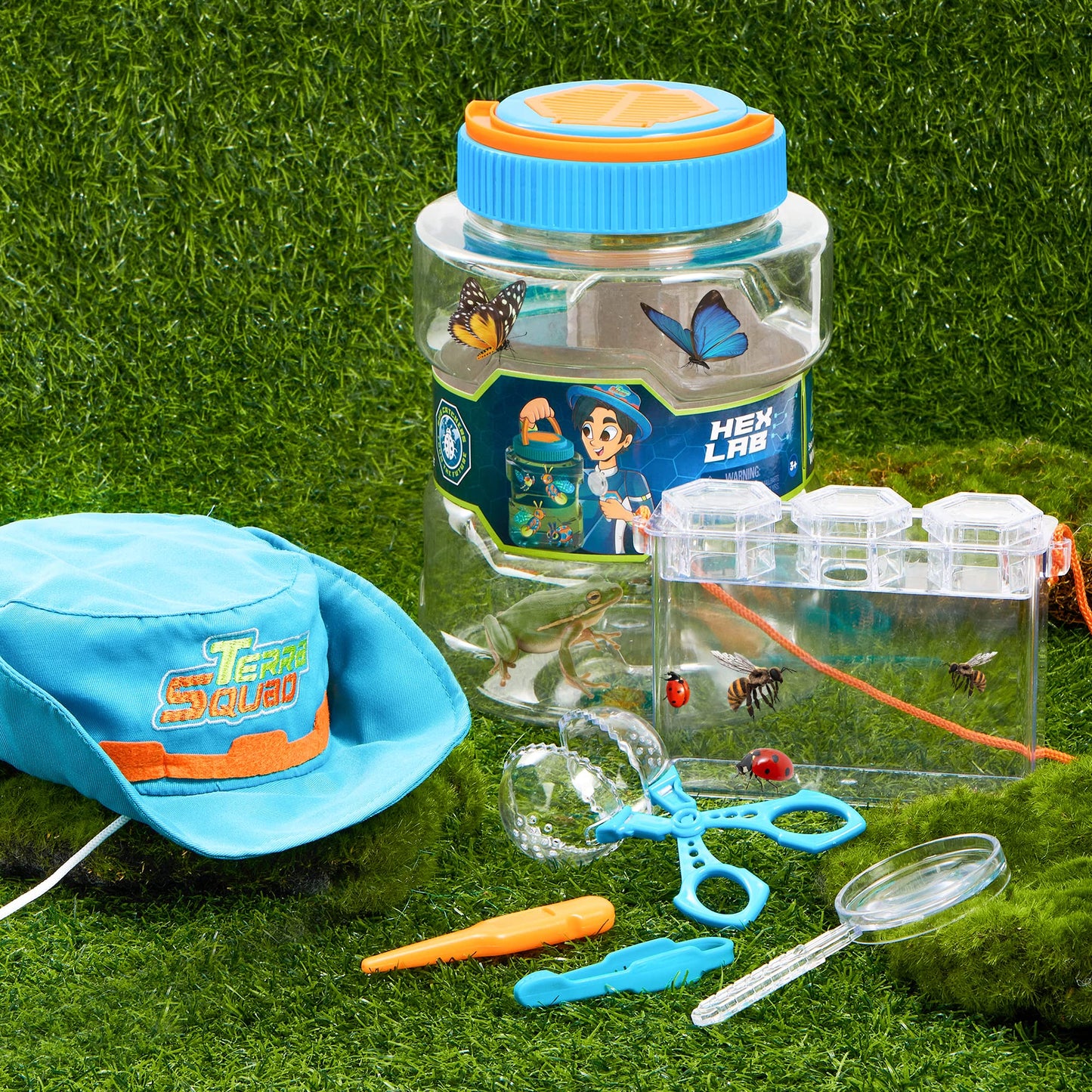 SYNCFUN Bug Catcher Nature Exploration Set - Includes Habitat Bucket, Critter Box, Butterfly Net and Exploration Hat Bug Catching Kids 3+