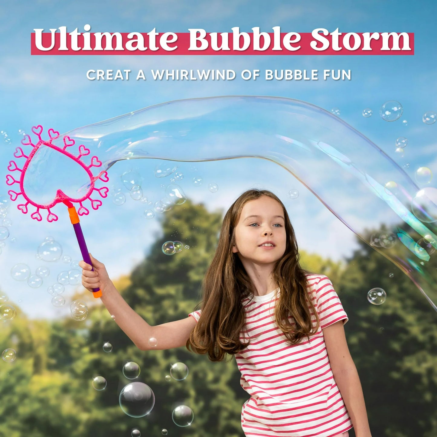 Syncfun 36Pcs Big Bubble Wands Set, 18" Giant Bubble Maker with Tray Bulk, Large Bubble Wands for Kids Gifts, Summer Outside Bubble Toys