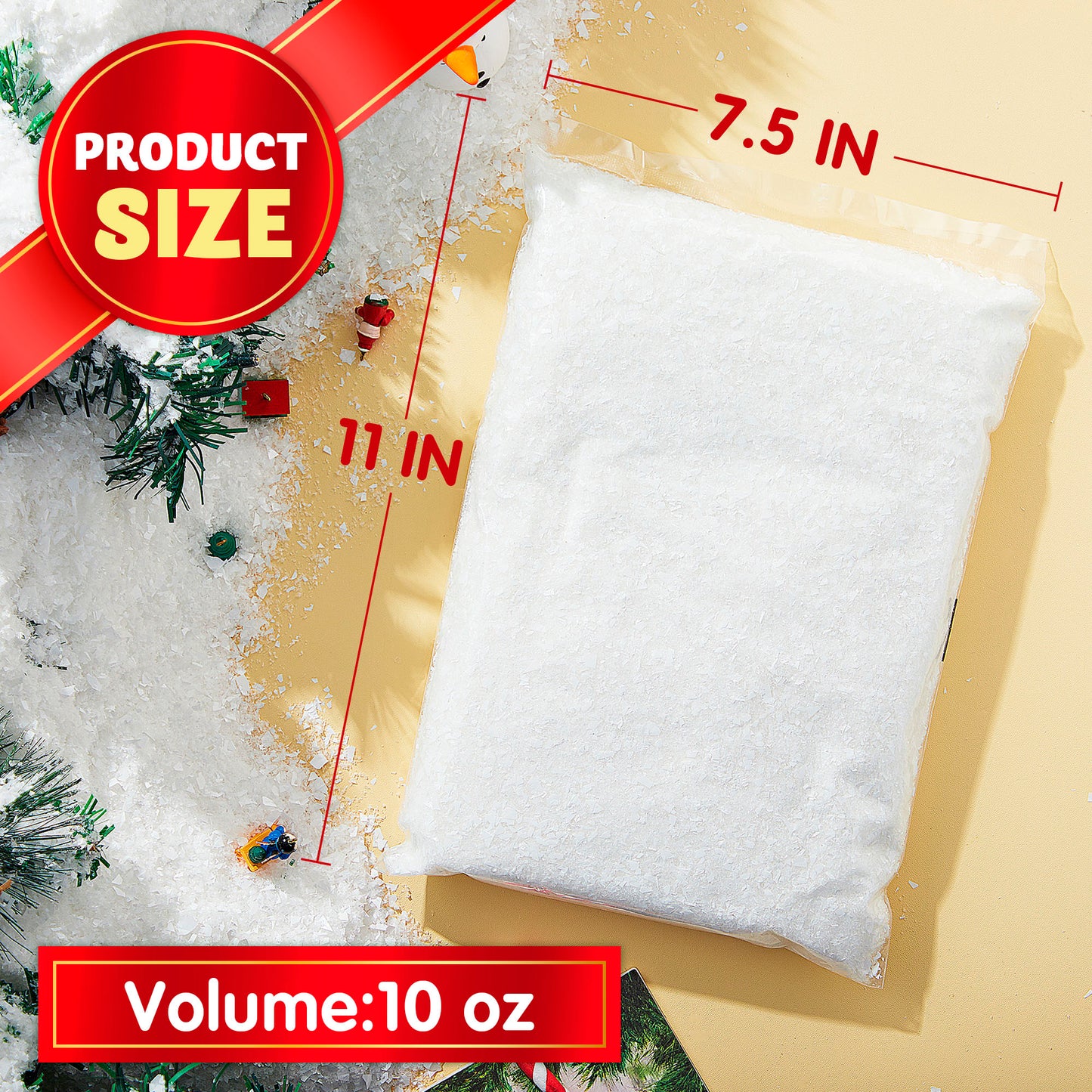 SYNCFUN 10 Oz Artificial Snow, 280g Plastic Fake Snow for Winter Decoration Christmas Tree Decoration Holiday Decor and Winter Displays and Handcraft (White)