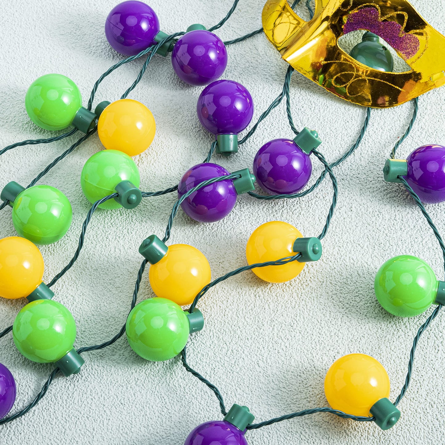 3 carnival LED light bulb necklaces, purple, green, gold LED luminous necklaces, 6 lighting modes