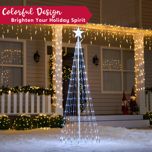 Joyfy 6 FT Animated Cone Tree Yard Light Christmas Decoration Outdoor,280 LED Christmas Tree Light Decorations,Christmas Yard Light with Stakes Decorations Outdoor Holiday Decor