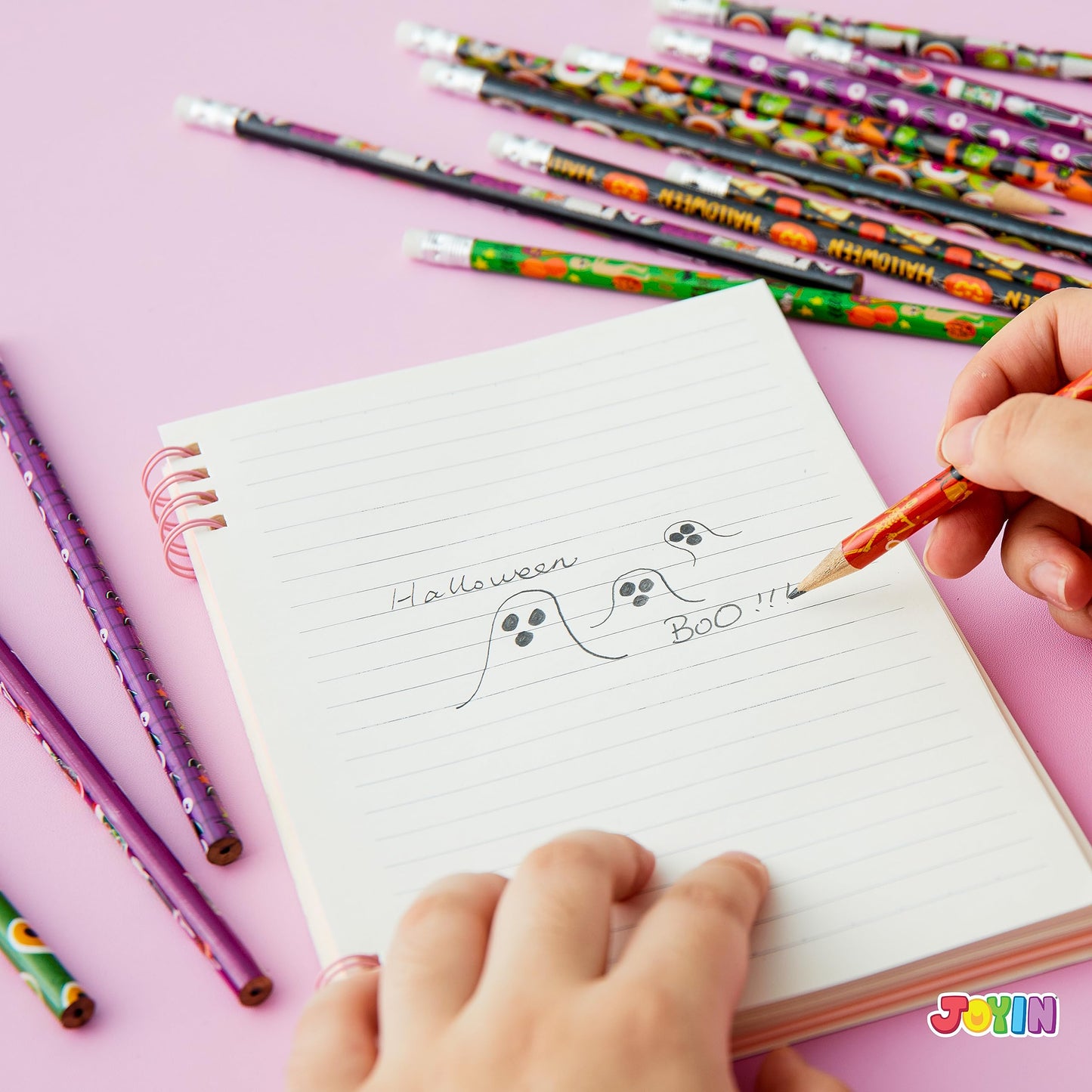 SYNCFUN 144 Pcs Halloween Pencils Bulk with Eraser for Kids,Colorful Pencils Stationery Pencil Set,Halloween Favors Prizes for Kids,Halloween Bulk Toys