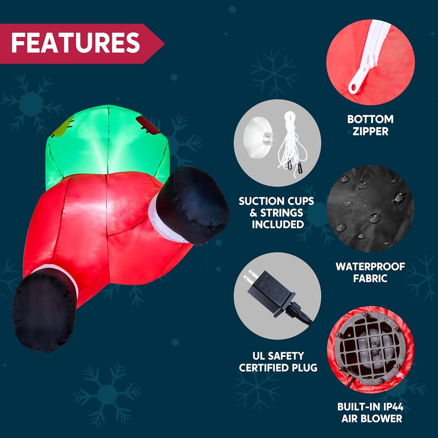 Syncfun 3 FT Christmas Inflatables Window Outdoor Decorations, Santa Butt Stuck Broke Out from Window Blow Ups Yard with Built-in LEDs for Holiday Party Garden Lawn Decor