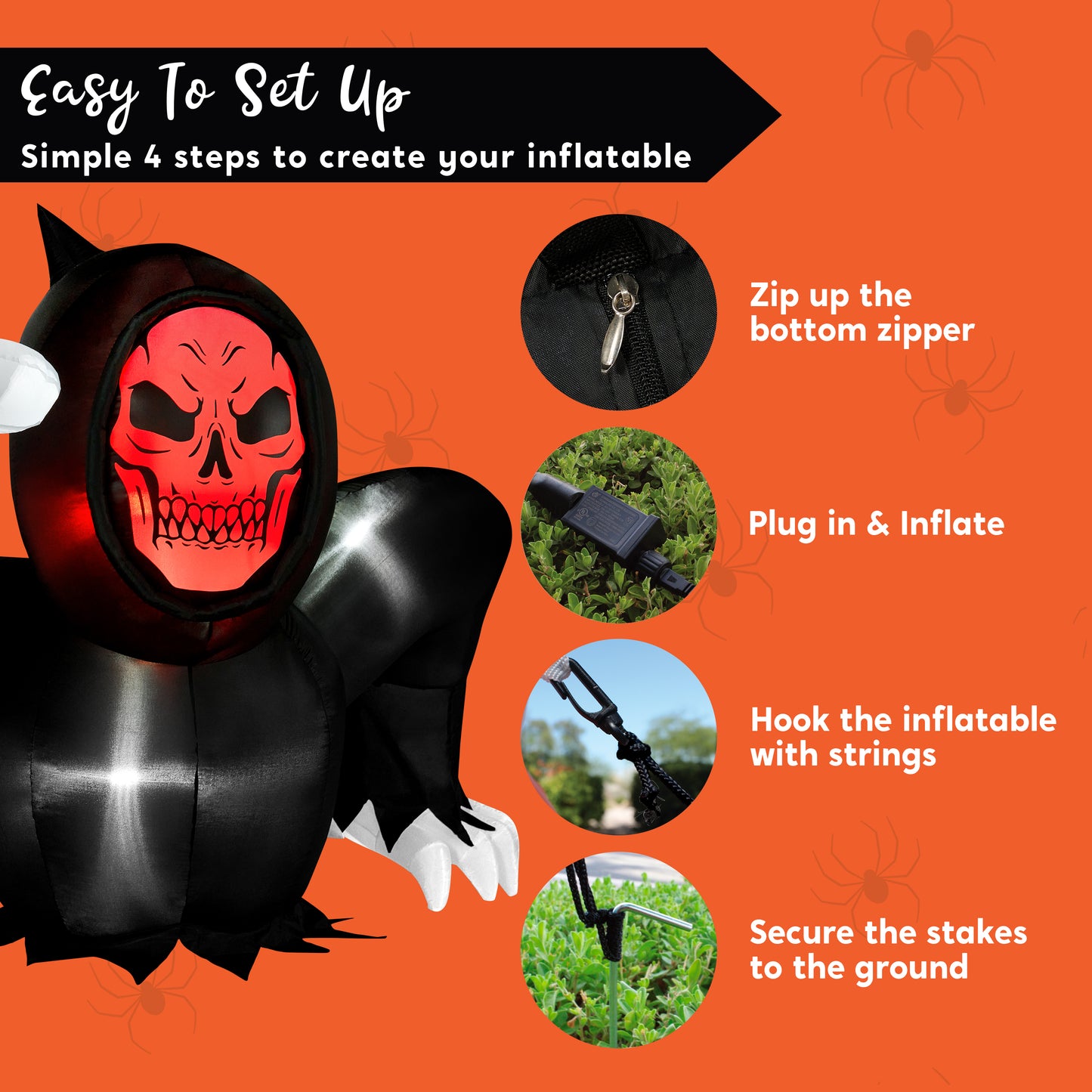 Syncfun 8 FT Halloween Inflatables Long Light Up Grim Reaper Ground Breaker Halloween Inflatables Outdoor Decorations,Blow up Halloween Yard Decorations