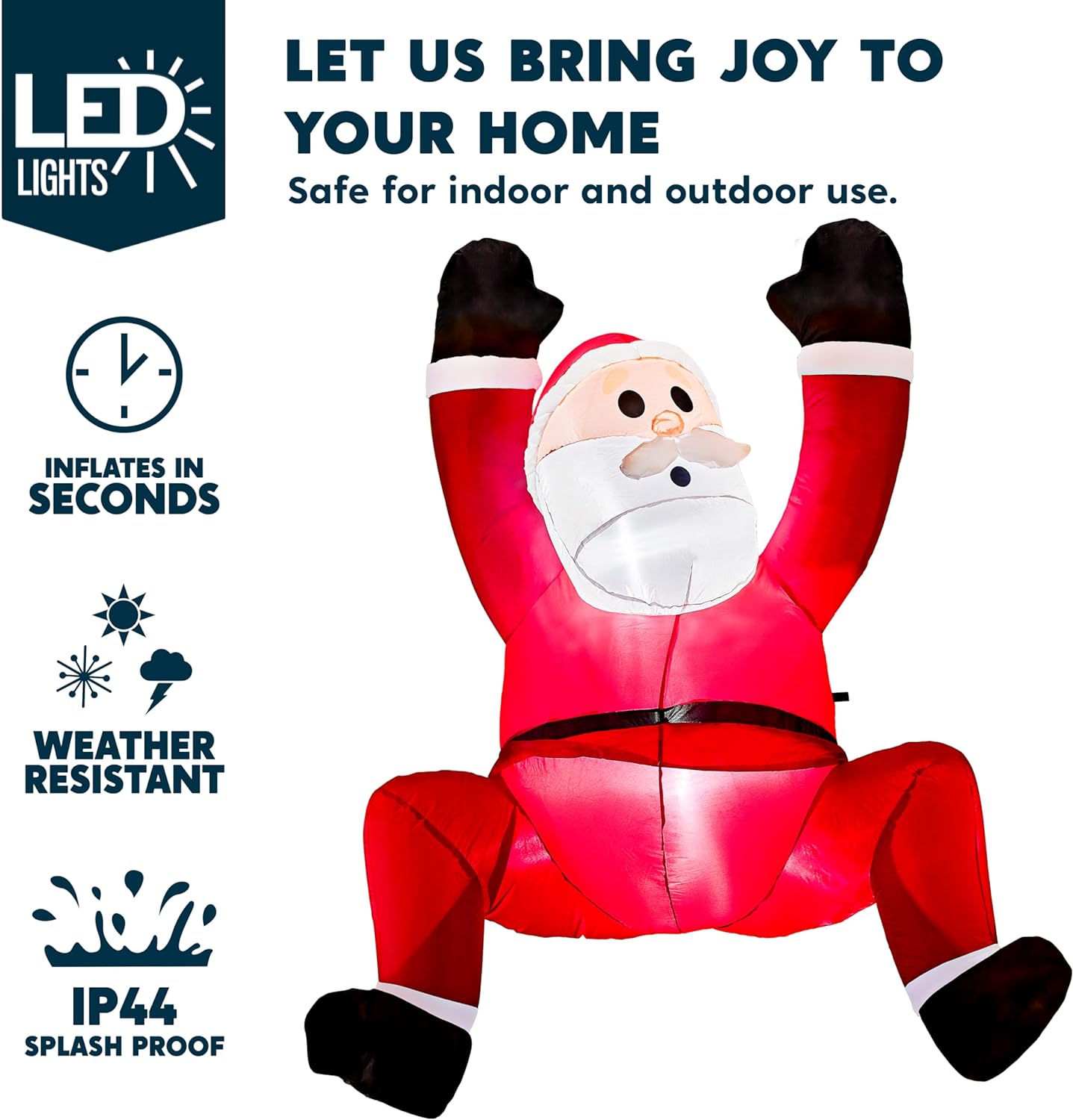 Syncfun 6 FT Christmas Inflatables Santa Outdoor Decorations,Climbing Santa Blow Ups Yard with Built-in LEDs for Holiday Party Garden Lawn Decor