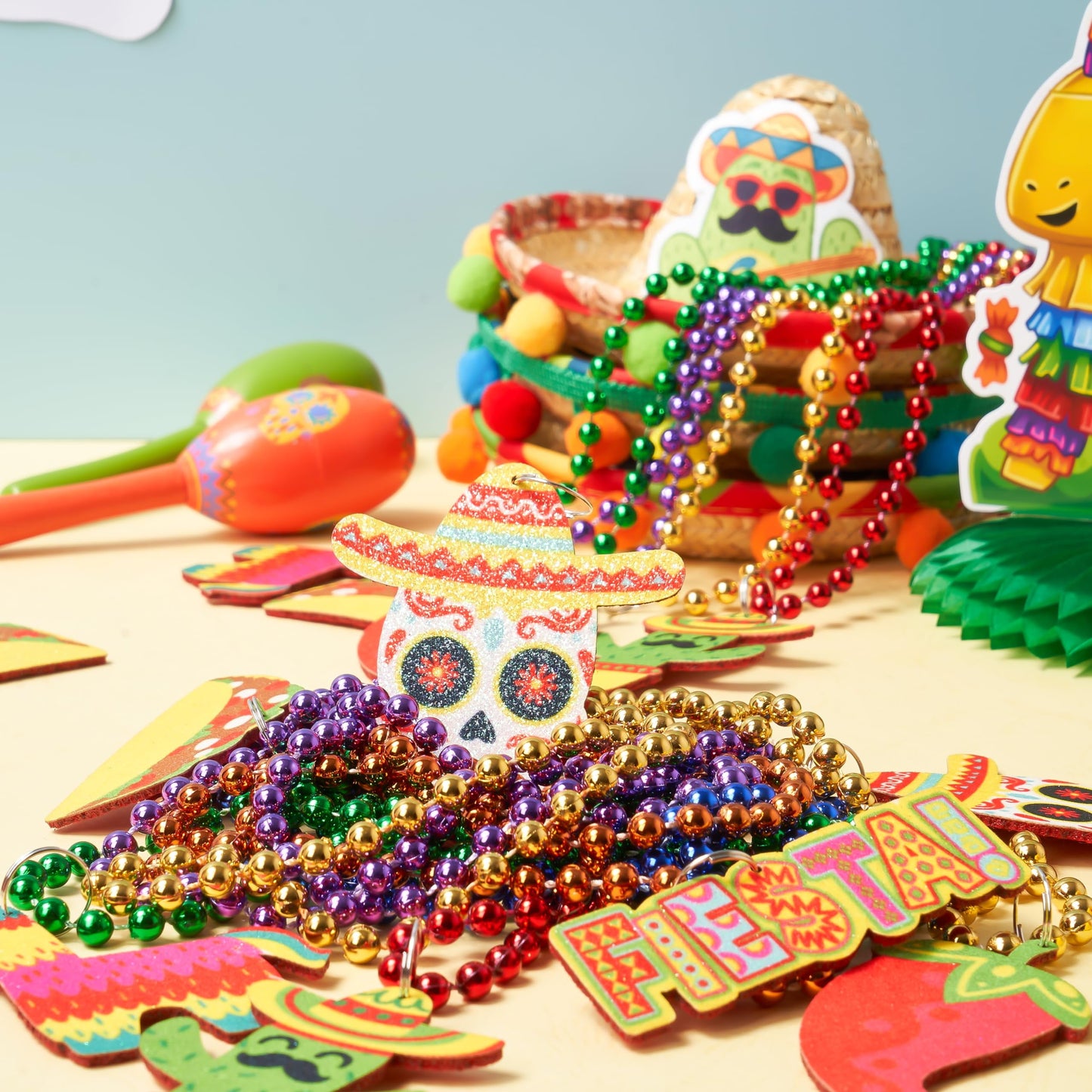 6 PCS Cinco de Mayo Beaded Necklaces for Party Decorations, Fiesta Beaded Necklace for Mexican Themed Bachelorette Party Favors