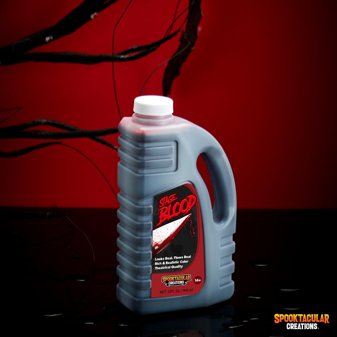 Joyfy 32 oz Halloween Fake Blood,Vampire Blood Makeup Bottle,Halloween Blood Zombie Makeup,Vampire Makeup Kit for Adults,Halloween Costume Vampire Accessories
