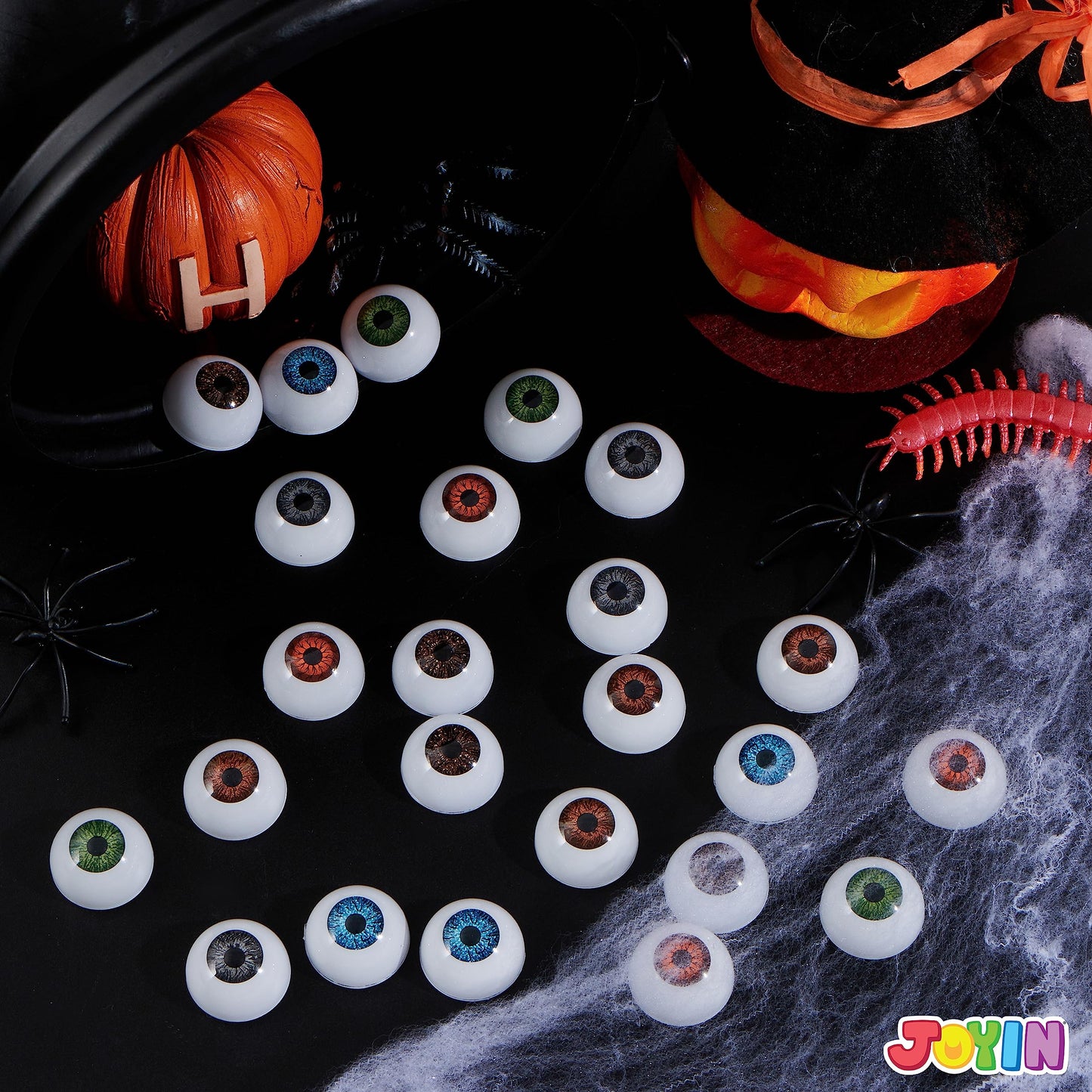 Sycnfun 24 Pcs Halloween Eyeballs Plastic Fake Realistic Eyeballs,Eyeballs Halloween Decor,Halloween Props,Halloween Trick or Treat Party Favor