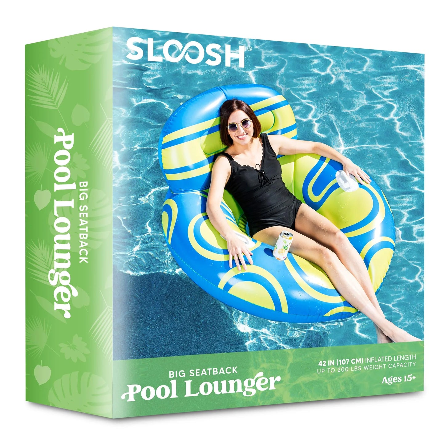 Syncfun Inflatable Pool Float Lounger with Backrest, Air Sofa Floating Chair with Handle and Cup Holder, Summer Pool Floaties Rafts Lounger for Adult & Kids