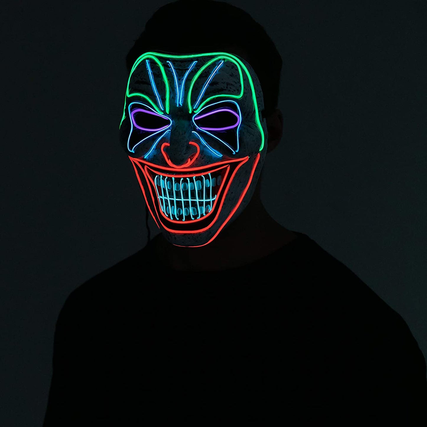 Spooktacular Creations Halloween Led Mask Clown Mask with 3 Lighting for Halloween Costume Party Supplies