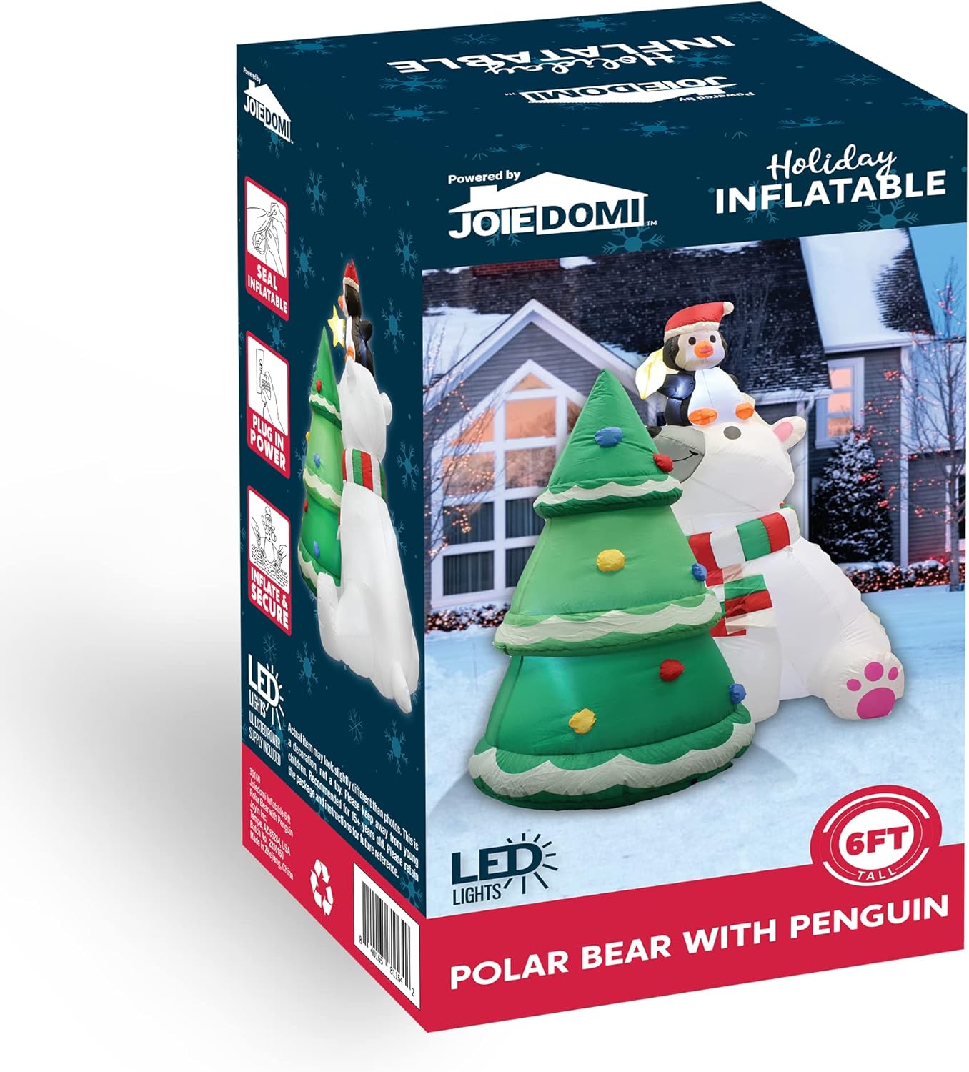 Joyfy 6 FT Christmas Inflatables Polar Bear and Penguin with Christmas Tree Outdoor Decorations,Christmas Blow Ups Yard with Built-in LEDs for Holiday Party Garden Lawn Decor