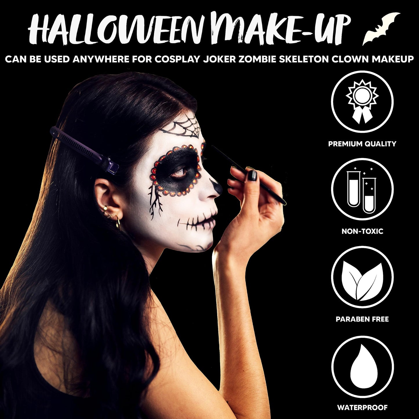 Spooktacular Creations 25 PCS Halloween Family Makeup Kit, 12 Color Special Effect Face Body Paint, Halloween Costume Makeup, Zombie Cosplay, Wounds, Injuries & Blood for Halloween Party Supplies