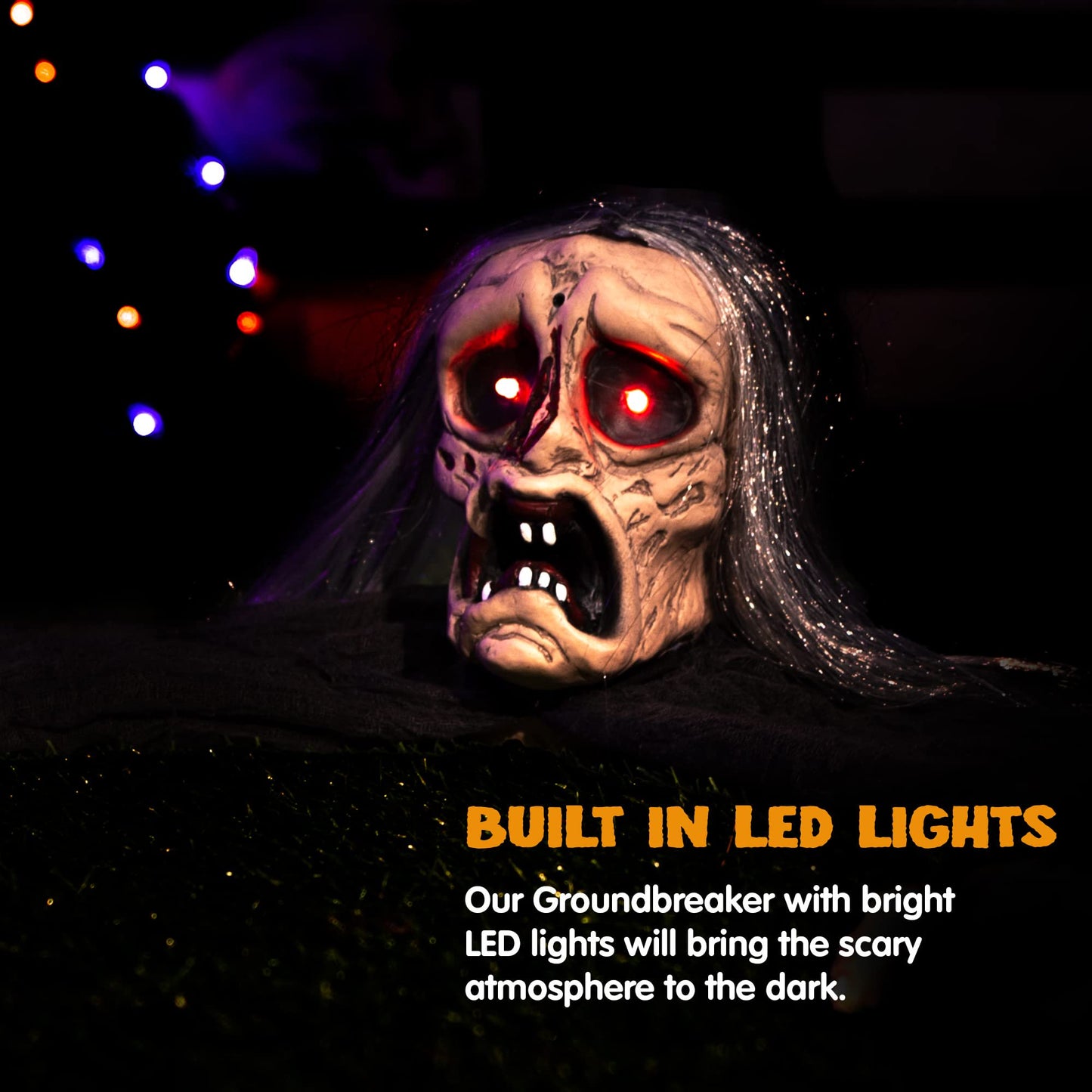 Joyfy Halloween Groundbreaker Halloween Decorations Zombie with Creepy Sound and Flashing Eyes,Outdoor Scary Halloween Yard Decorations,Haunted House Decorations
