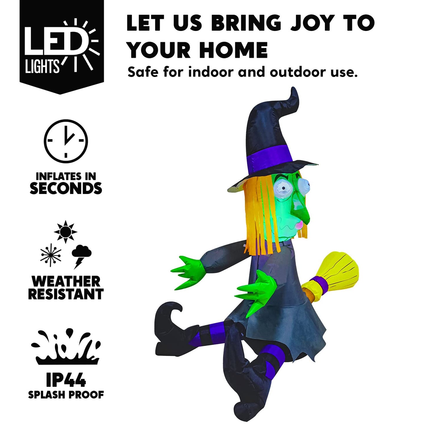 Syncfun 4 FT Halloween Inflatable Outdoor Witch Crashing Into Tree Decorations Blow Up Inflatables Halloween Yard Decorations