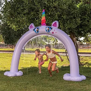 Joyfy Inflatable Water Sprinkler with Unicorn Design, More Stable Unicorn Yard Large Outdoor Summer Toys Inflatable Water Park Fun Backyard Fountain Unicorn Sprinkler for Kids