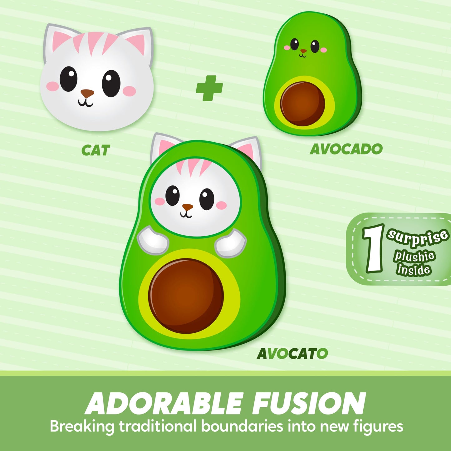 Syncfun Stuffed Plush, Cute Avocado Cat Plush Pillow, Soft Kawaii Cat Plushie with Avocado Outfit Costume Gift for Kids
