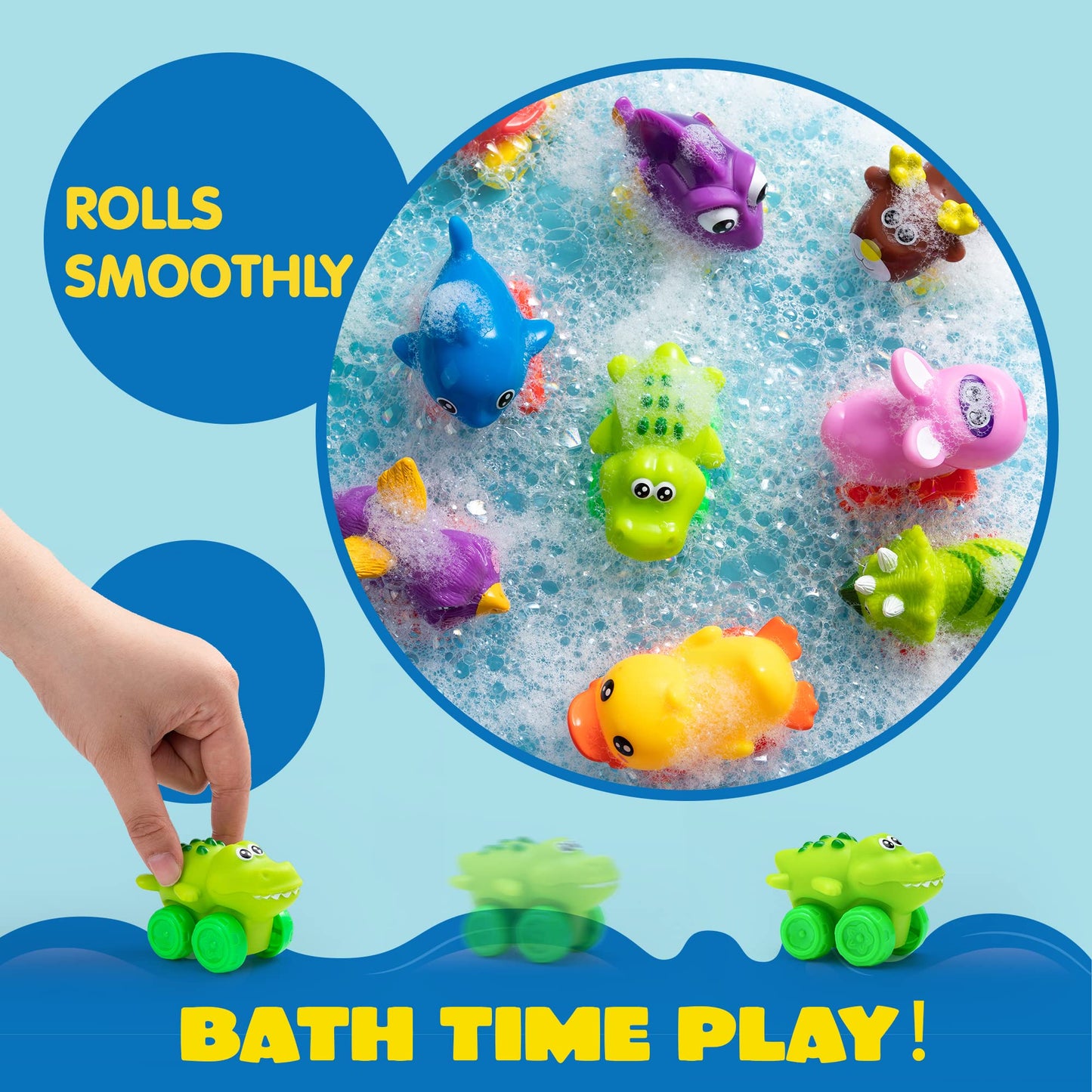JOYIN Animal Cars, Soft Rubber Car Set Toy, Baby Mini Toy Vehicles, Bath Toy Car for Boys and Girls, Babies Christmas Birthday Gift, Summer Beach and Pool Activity, Party Favors for Kids