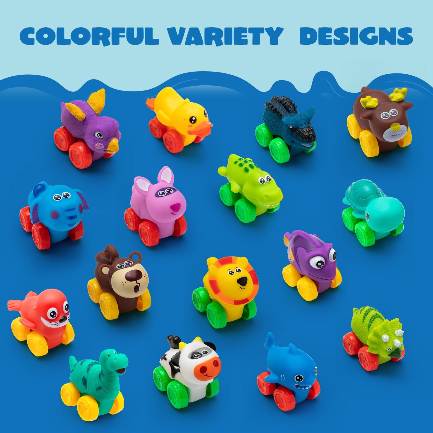 JOYIN Animal Cars, Soft Rubber Car Set Toy, Baby Mini Toy Vehicles, Bath Toy Car for Boys and Girls, Babies Christmas Birthday Gift, Summer Beach and Pool Activity, Party Favors for Kids