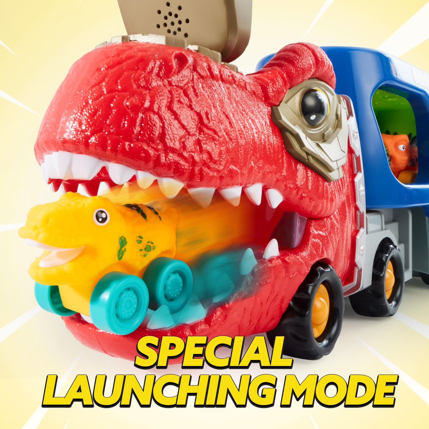 JOYIN Dinosaur Truck Toys for Kids, Kids Toys Boys Age 3 4 5, Dinosaur Car Carrier Truck Toy with 6 Dinosaur Figures Rubber Car Vehicles, Toddler Birthday Gifts with Music & Lights
