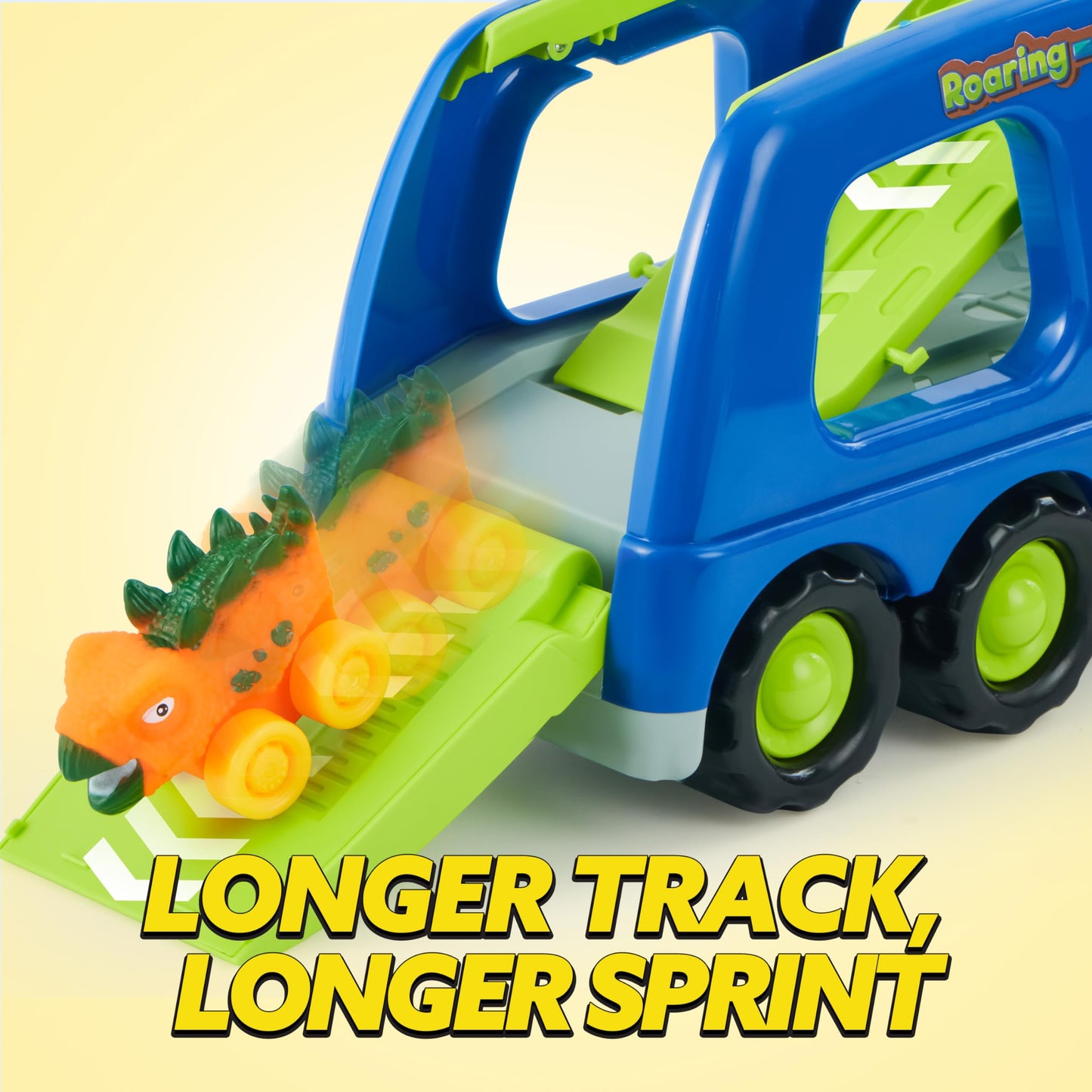 JOYIN Dinosaur Truck Toys for Kids, Kids Toys Boys Age 3 4 5, Dinosaur Car Carrier Truck Toy with 6 Dinosaur Figures Rubber Car Vehicles, Toddler Birthday Gifts with Music & Lights