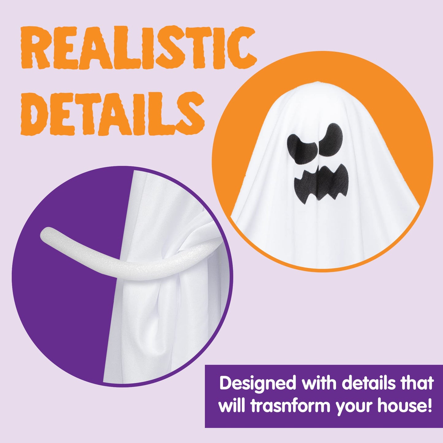 Joyfy 5 Pack Hanging Ghosts Halloween Decor,27.5" Cute Flying Ghosts Halloween Decorations Outdoor Hanging Halloween Decorations Yard Decorations