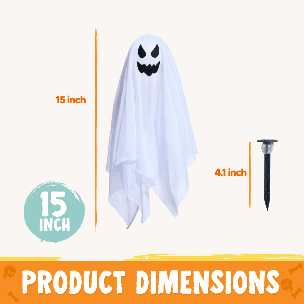 SYNCFUN 3 Packs Halloween Ghost Decorations,Light Up Flying Ghost Garden Stakes Outdoor Halloween Decorations,Pathway Lights Halloween Yard Outdoor Decorations Haunted House Decorations