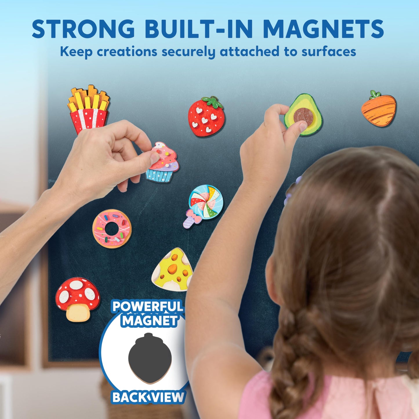Joyfy 12 Pcs Food Wooden Magnets Painting Art & Craft Kits for Boy Girl Aged 3+