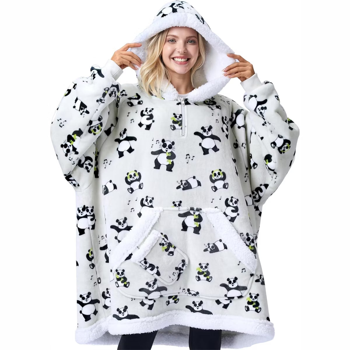 Joyfy Wearable Blanket Hoodie for Women Men, Oversized Flannel Fleece Sweatshirt Blanket with Pocket & Sleeves, Cozy Blanket Birthday Gifts for Adults