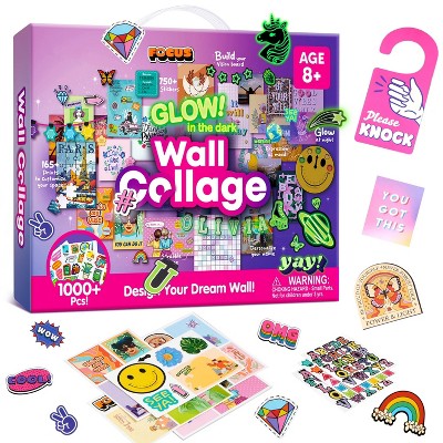 Klever Kits Wall Collage Kit for Teen & Tween Girls, Glow-in-the-Dark DIY Poster for Room Decor, Arts and Crafts, Birthday Gift Idea for Kids Age 8+