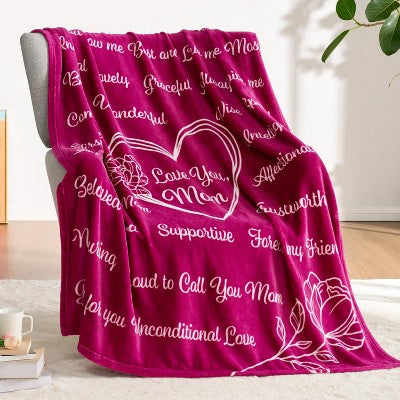 Gifts for Mom Super Soft Flannel  Red Mom Blanket for Women Wife Grandma Mothers Day Christmas Birthday Throw Blanket Gifts from Daughter Son