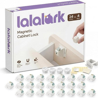 lalalark 24 Pack Magnetic Cabinet Locks Baby Proofing for Baby Safety Easy Installation Adhesive Kids Proof  No Tools for Drawers Closets  Storage