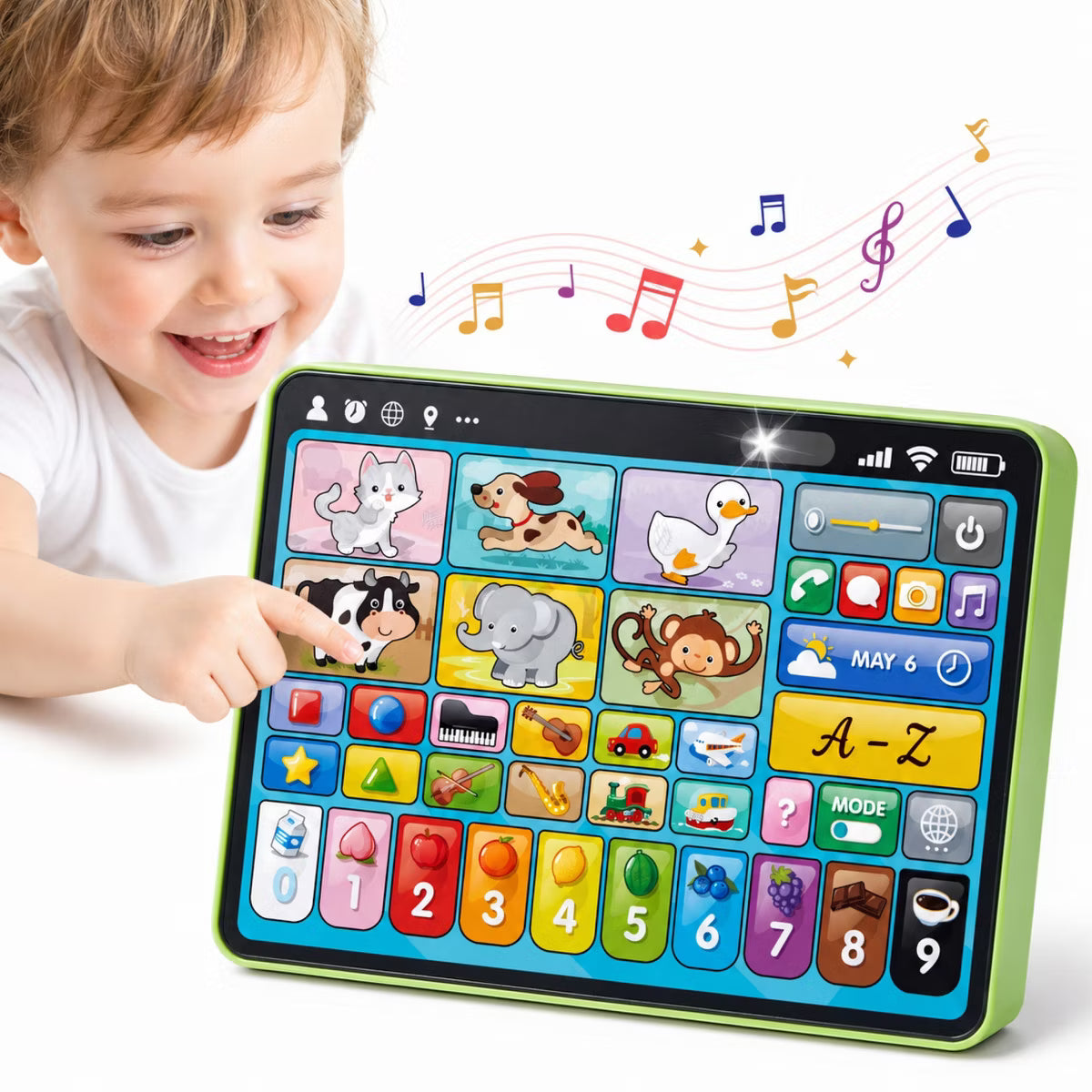 Joyfy Trilingual Learning Tablet Toy for Toddlers 1-3, Montessori Educational Toy with Music & Sounds, Gifts for Boys & Girls Age 1 2 3