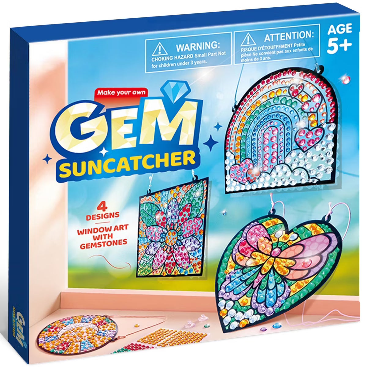 Joyfy 4 PCS Gem Art Kit for Kids, Garden Themed Window Art, DIY Suncatcher Kits, Creative Art & Crafts, Birthday Christmas Gift for Boys Girls Age 6+