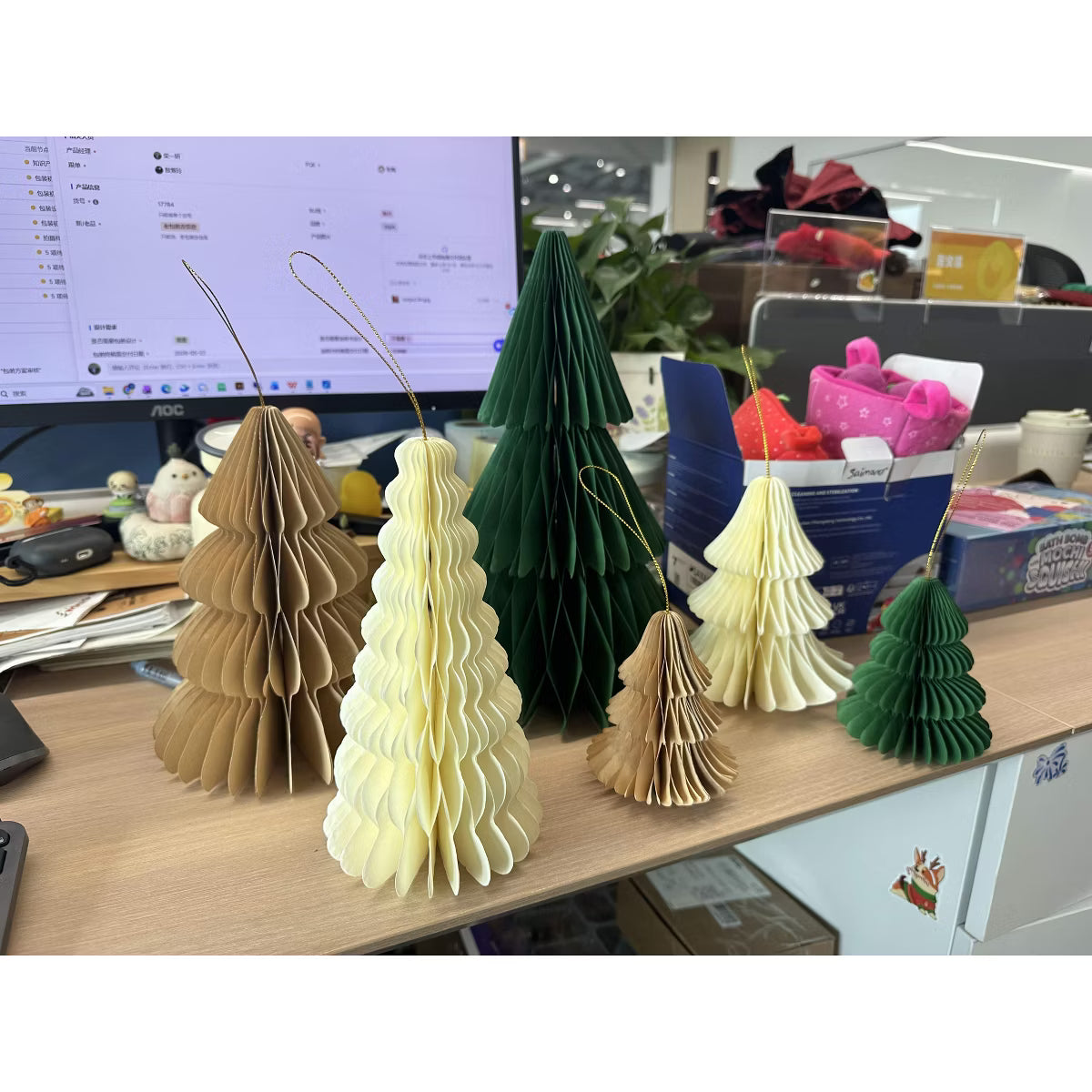 Honeycomb Paper Tabletop Tree Decoration Set