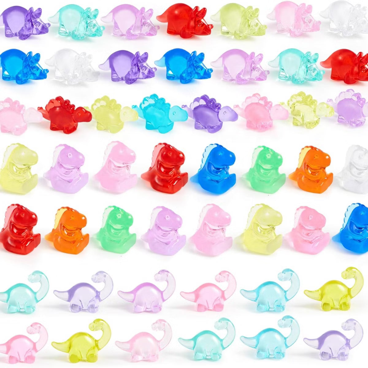 Joyfy 50 Pcs Mini Resin Dinosaur Figures Sensory Bin Toys for Dino Cupcake Toppers, Party Favors , Garden Micro Landscape Aquarium Home Decoration