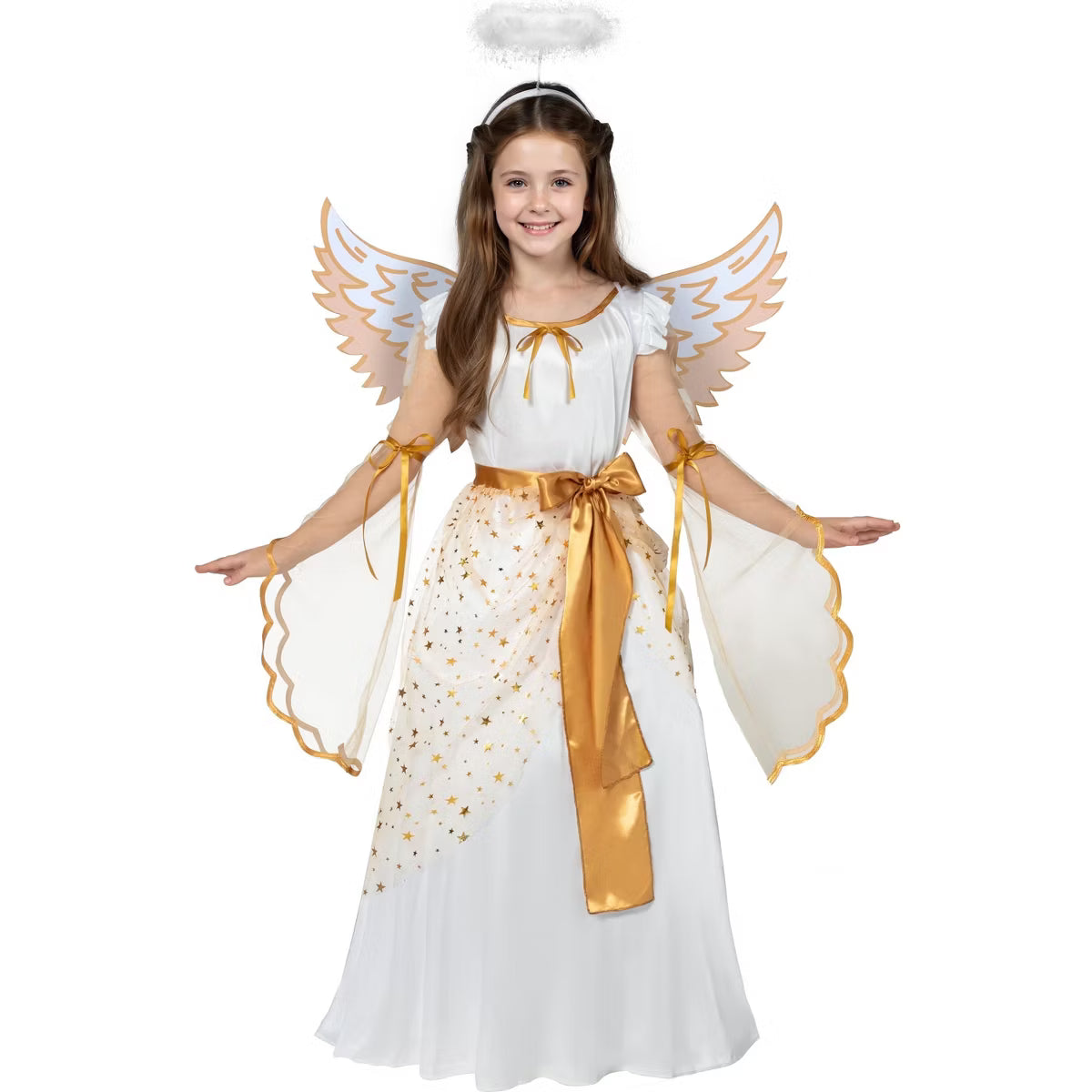 Joyfy Girl's Halloween Costume, witch costume with Glow Effect for kids – toddler Elegant Guardian Angel Dress, Halloween & Cosplay Party Outfit-L