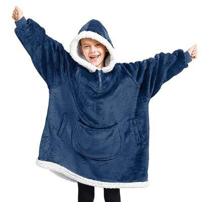 kids Wearable Blanket Hoodie Fleece Hooded Blanket Warm Cozy  Wearable Throw Oversized Hoodie with Giant Pocket & Sleeves for kids