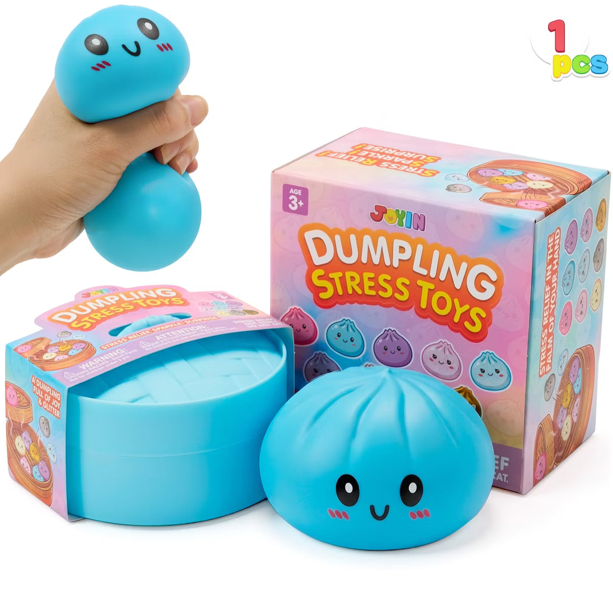 Joyfy Blue Stress Relief Toy, Basic Squeeze Stress Balls, Quick-Rising Squishy Fidget Sensory Toy, for Adults and Kids, Birthday Gifts, Party Favors