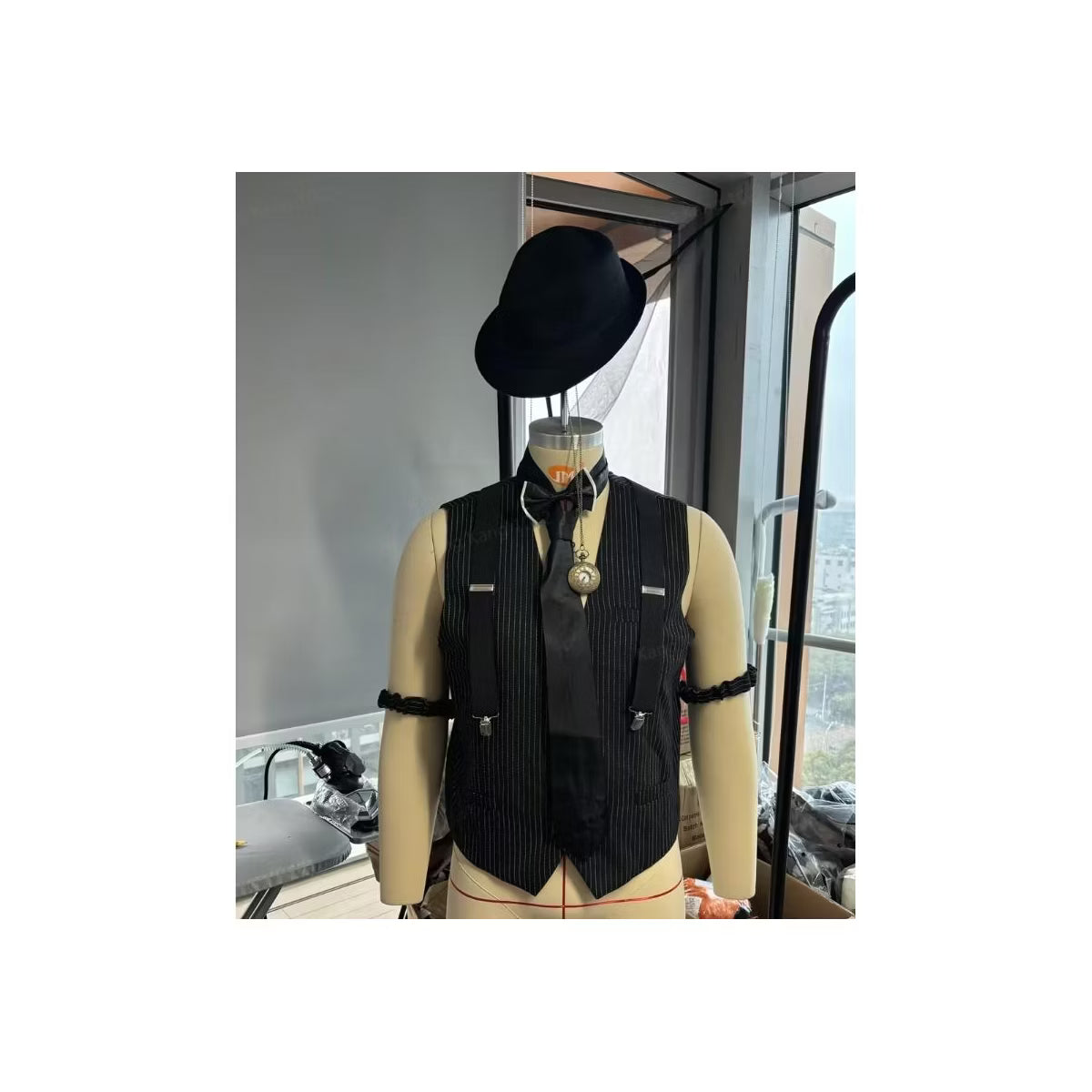 Joyfy Halloween Costume Mobster Suit for Men, Roaring 20s Gangster Outfit – Vintage 1920s Suit for Adult Dress Up Party - L